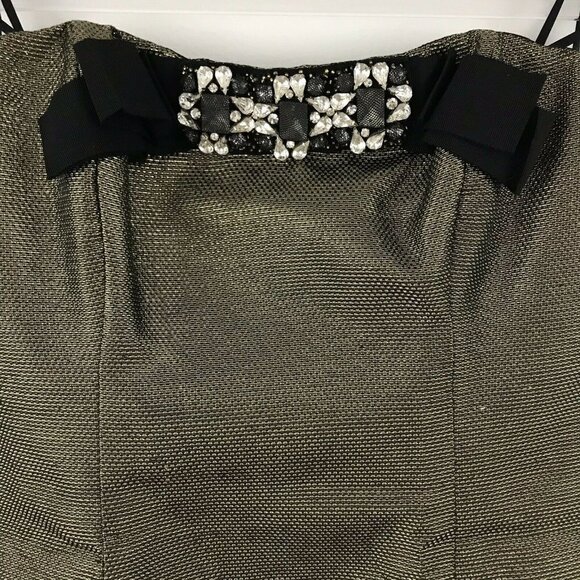 Badgley Mischka Dress Womens 6 Strapless Bow - Picture 2 of 4